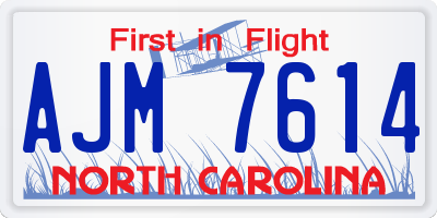 NC license plate AJM7614