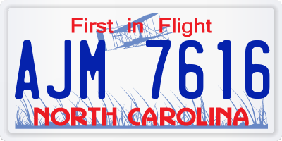 NC license plate AJM7616