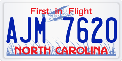 NC license plate AJM7620