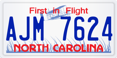 NC license plate AJM7624