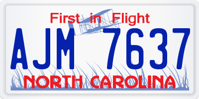 NC license plate AJM7637