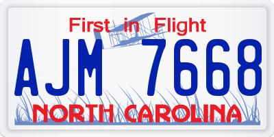 NC license plate AJM7668