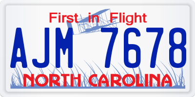 NC license plate AJM7678