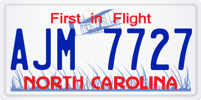 NC license plate AJM7727