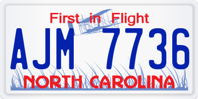 NC license plate AJM7736