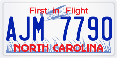 NC license plate AJM7790
