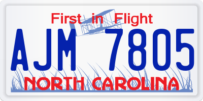 NC license plate AJM7805