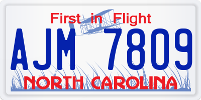 NC license plate AJM7809