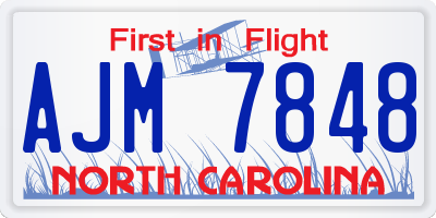 NC license plate AJM7848