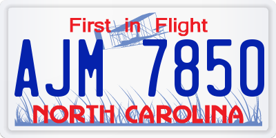 NC license plate AJM7850