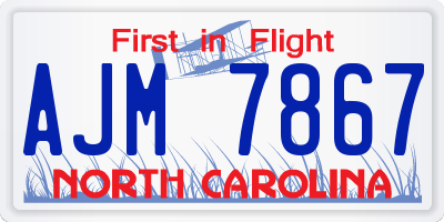 NC license plate AJM7867