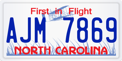NC license plate AJM7869