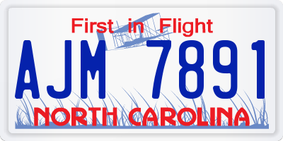 NC license plate AJM7891