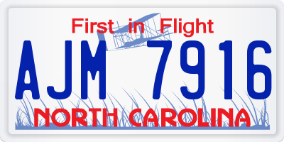 NC license plate AJM7916
