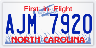 NC license plate AJM7920