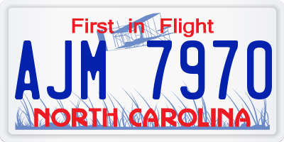 NC license plate AJM7970