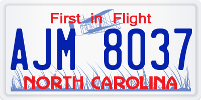 NC license plate AJM8037
