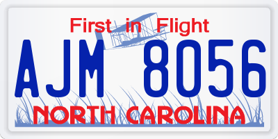 NC license plate AJM8056