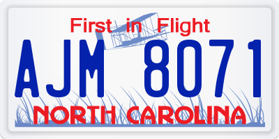 NC license plate AJM8071
