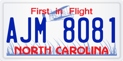 NC license plate AJM8081