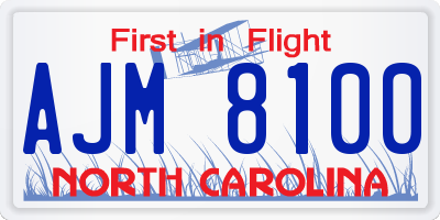 NC license plate AJM8100