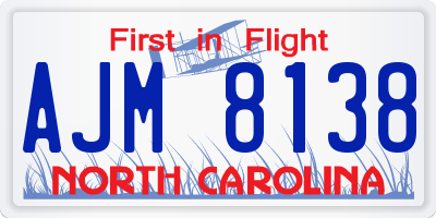 NC license plate AJM8138