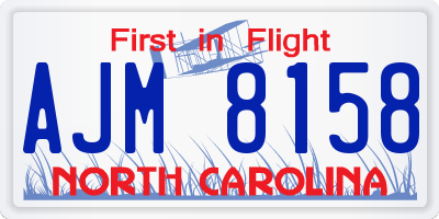 NC license plate AJM8158