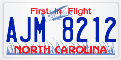 NC license plate AJM8212