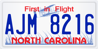 NC license plate AJM8216