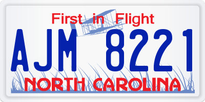 NC license plate AJM8221