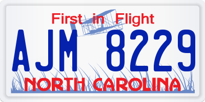 NC license plate AJM8229