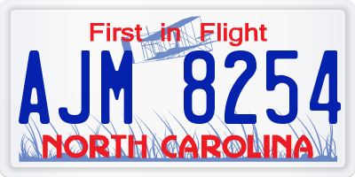 NC license plate AJM8254