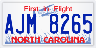 NC license plate AJM8265