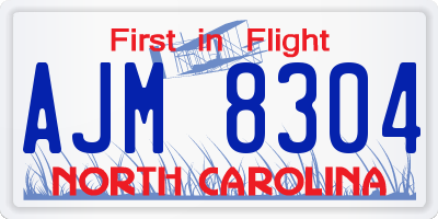 NC license plate AJM8304