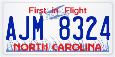NC license plate AJM8324
