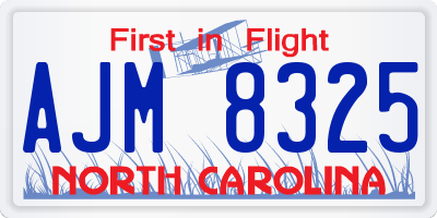 NC license plate AJM8325