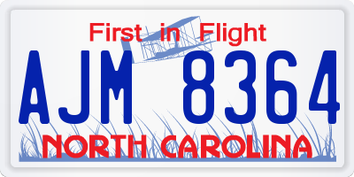 NC license plate AJM8364