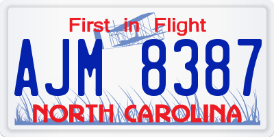 NC license plate AJM8387