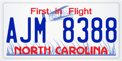 NC license plate AJM8388