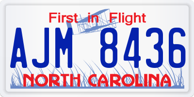 NC license plate AJM8436