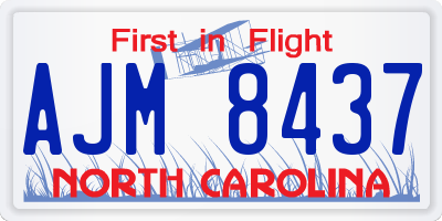 NC license plate AJM8437