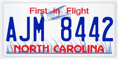 NC license plate AJM8442