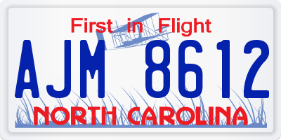 NC license plate AJM8612