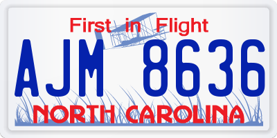 NC license plate AJM8636