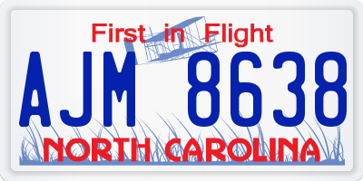 NC license plate AJM8638