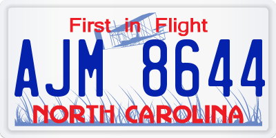 NC license plate AJM8644