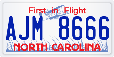 NC license plate AJM8666