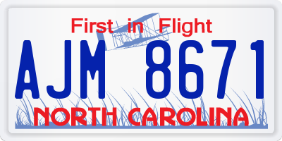 NC license plate AJM8671