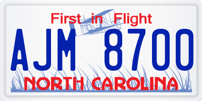 NC license plate AJM8700