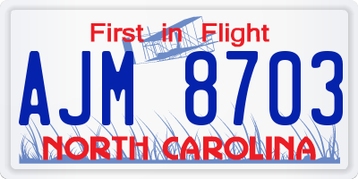 NC license plate AJM8703
